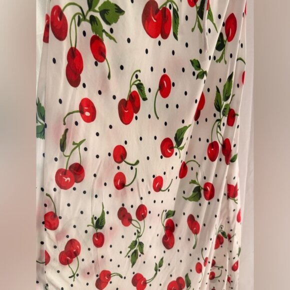 LESLIE AMON Cherry Printed Dot White Maxi Dress Size XS NWT - Picture 5 of 7